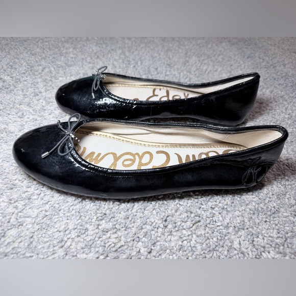 Sam Edelman Felicia Black Patent Leather Ballet Flats Bow Logo Size 11 - Picture 6 of 11